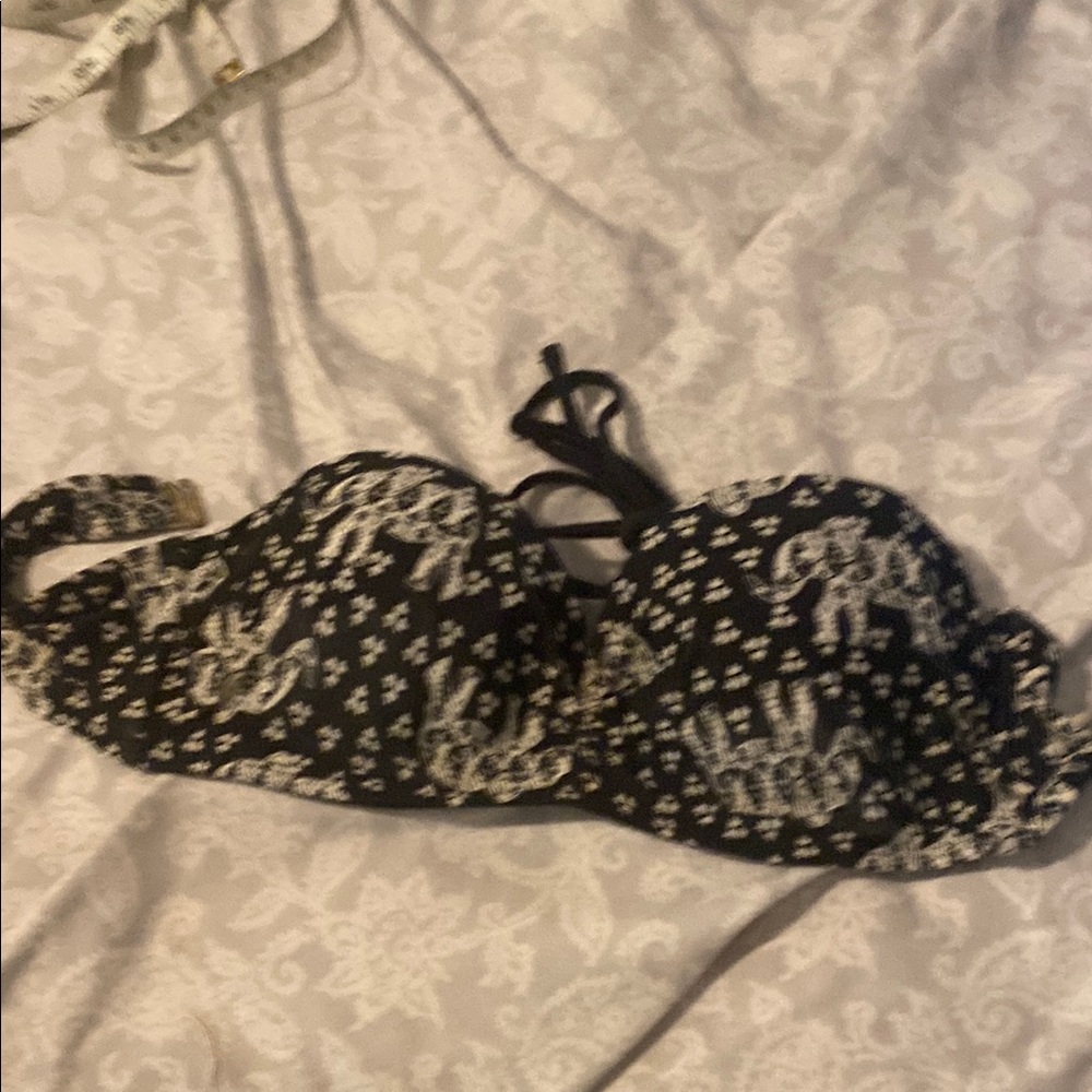 Rue Bleu elephant print Black and White Patterned Bikini Top